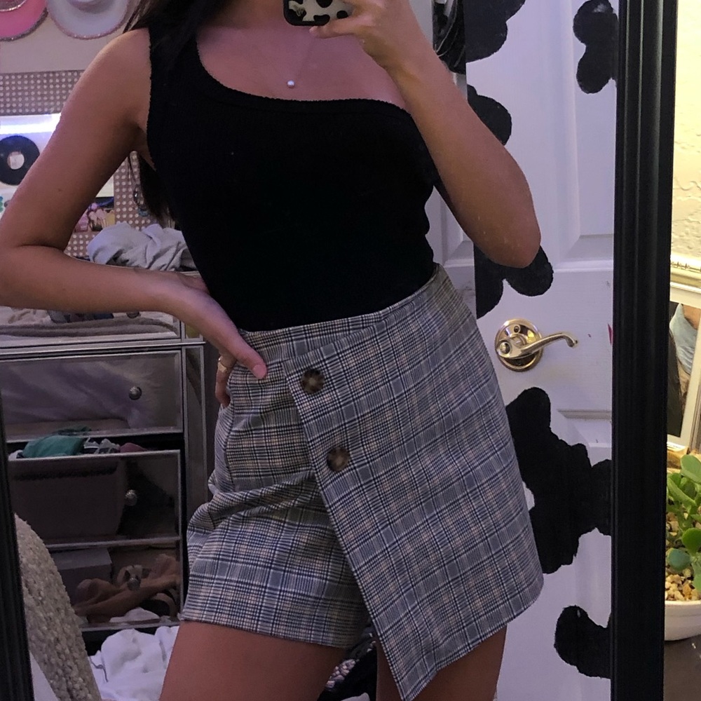 zara plaid skort